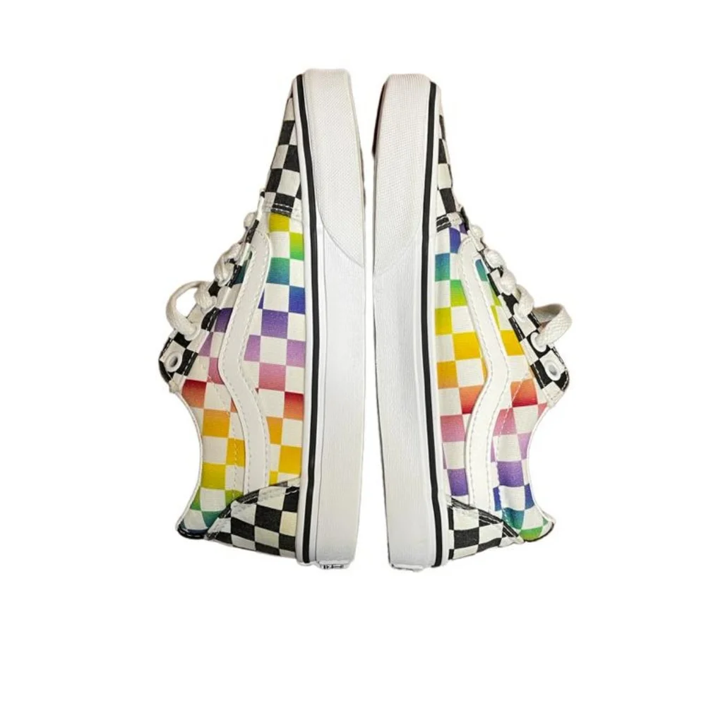 Vans women's checkered multi color low top canvas shoes sneakers size 5.5